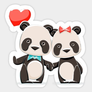 Panda Couple Sticker